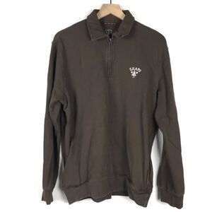 CHAPS Size Medium Pullover Long Sleeve Quarter Zip Collar Preppy Classic Brown